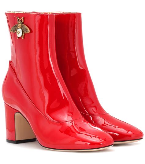 gucci red satin boots|Gucci red ankle boots.